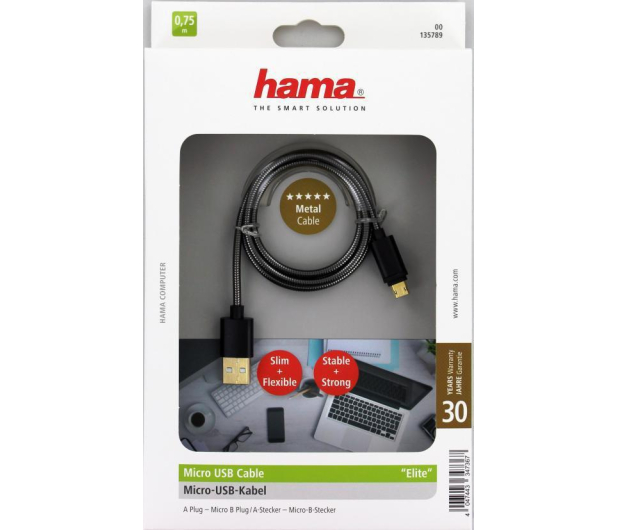 Hama KABEL USB-microUSB 0.75M HAMA ELITE czarny # - 1438386 - zdjęcie 5